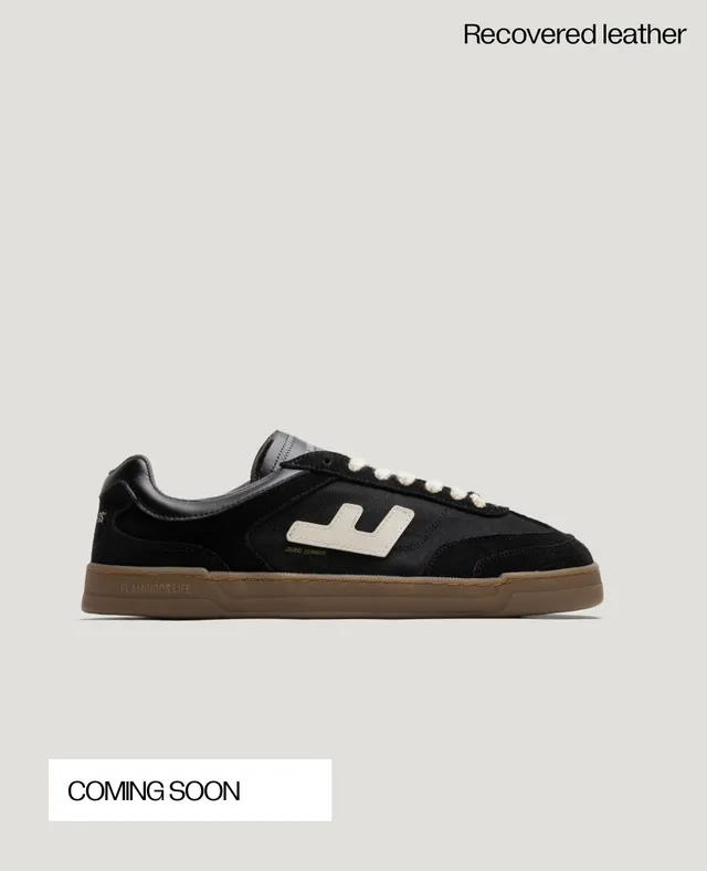 flamingos-life-zero-tennis-black-gum-vegane-barefoot-sneaker image 1