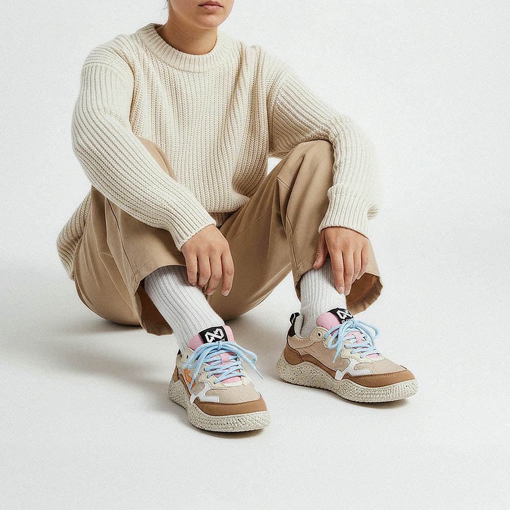 id-eight-hana-toasted-apricot-veganer-sneaker-orange-beige-blau image 2