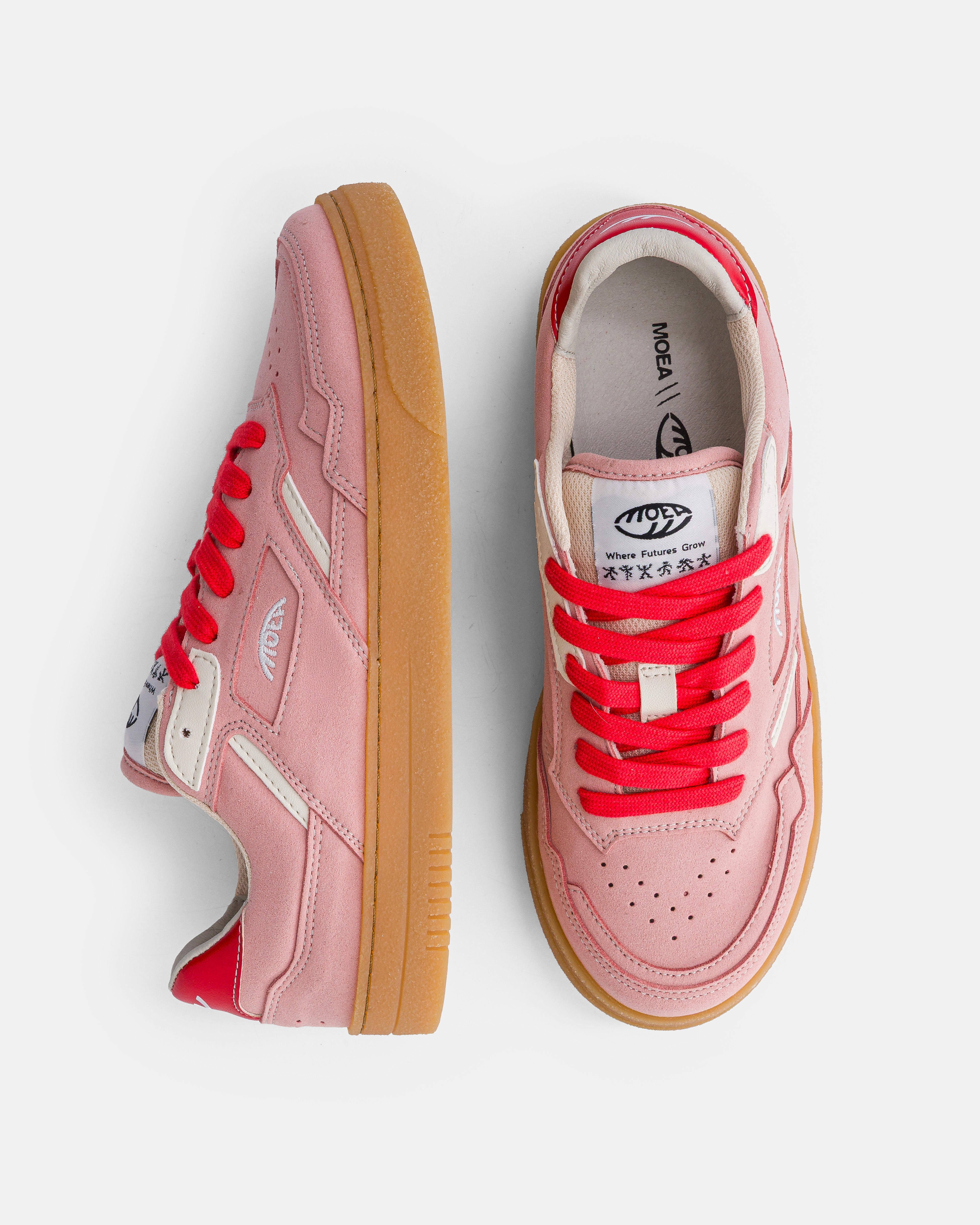 moea-origin-low-vegane-sneaker-pink-suede-beige-apple image 2