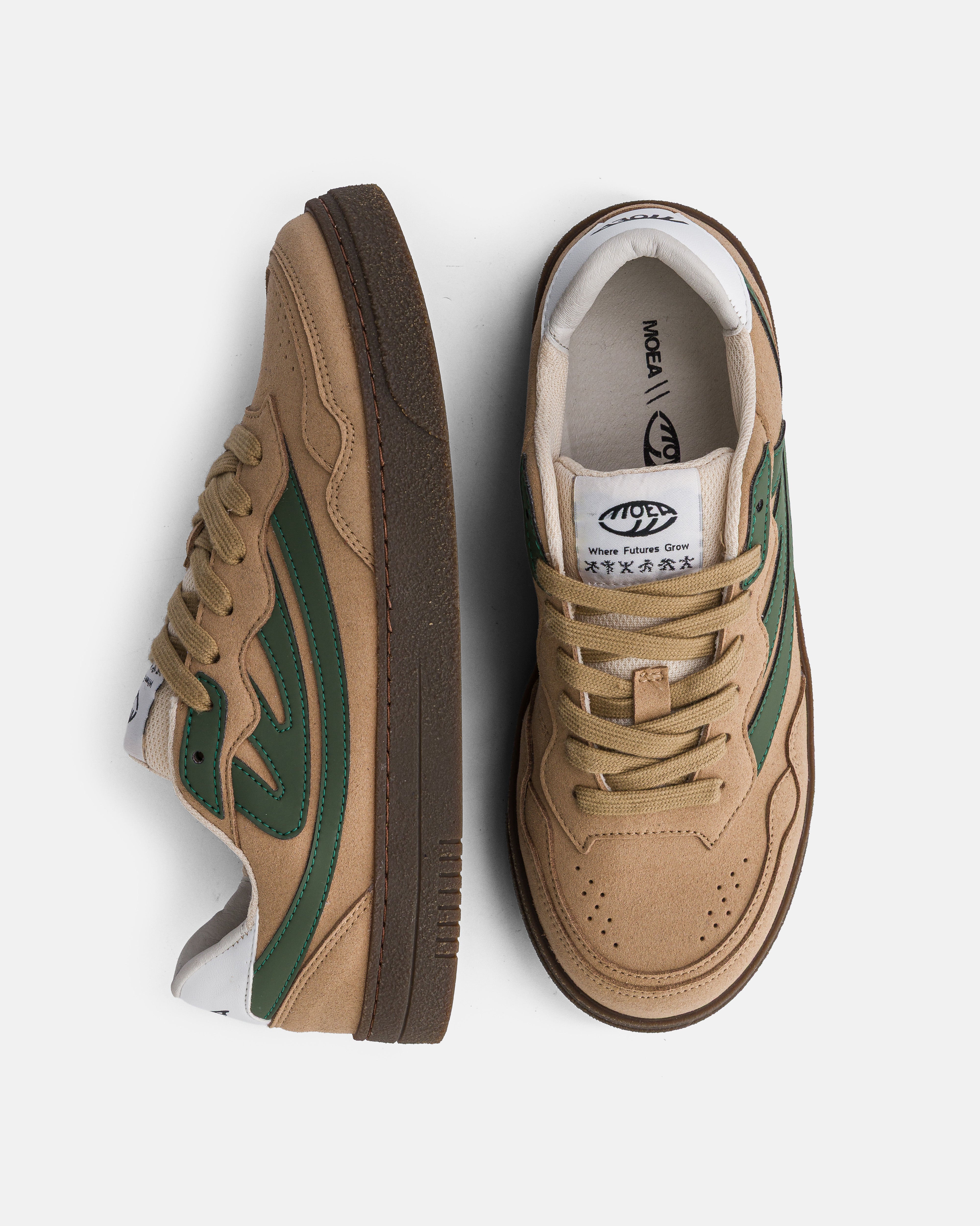 moea-veyron-low-vegane-sneaker-taupe-green-apple image 2